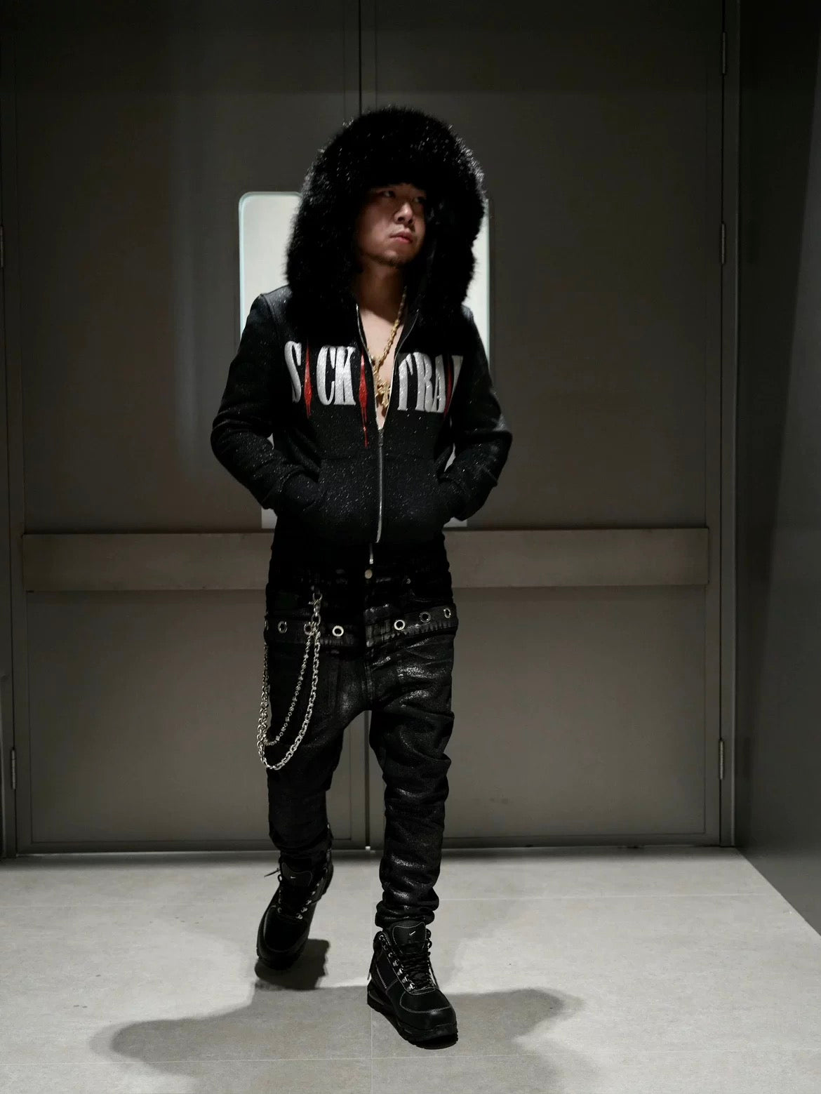 SICK IT RAIN ダブルウエスト スキニーデニム