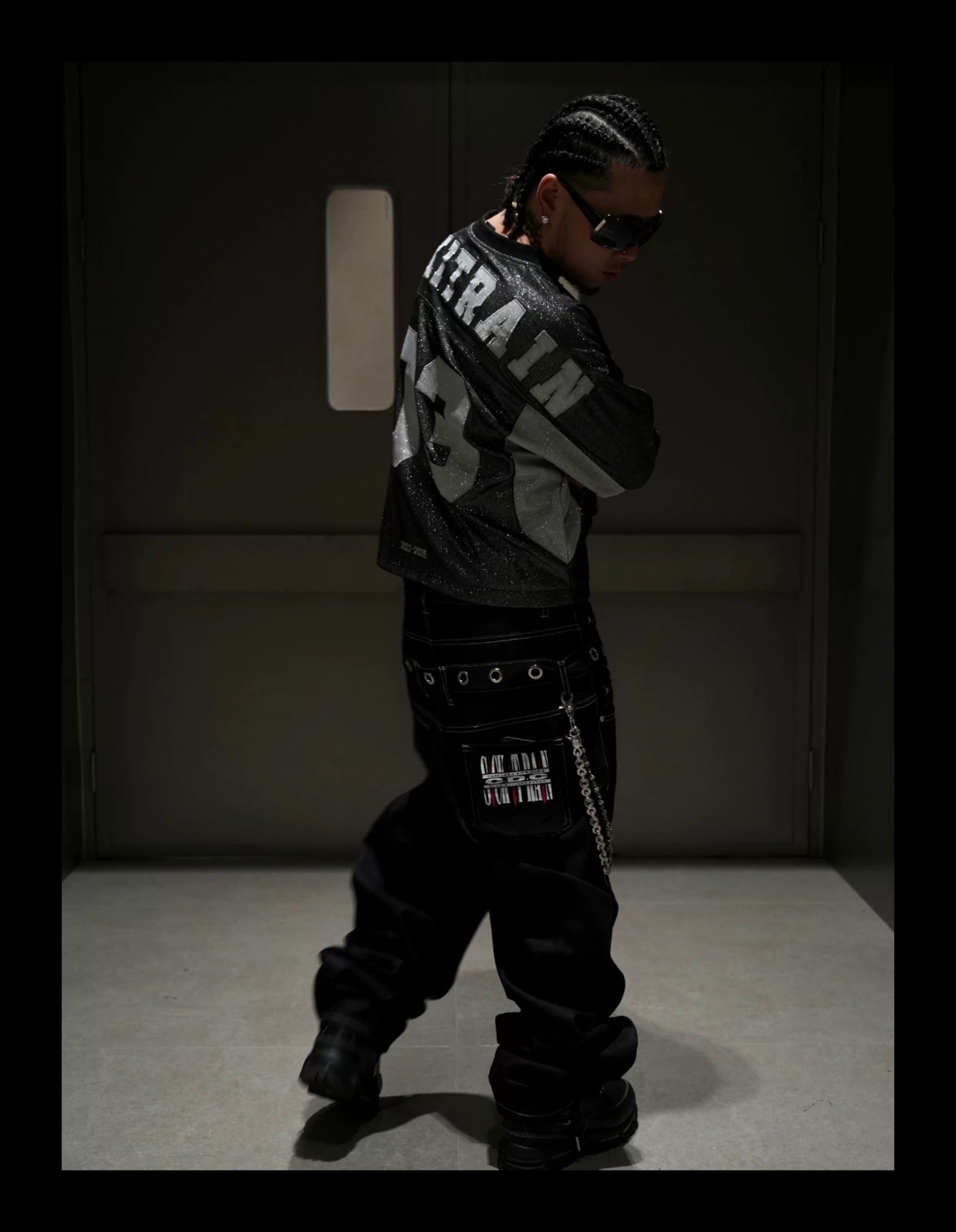 SICK IT RAIN 03 メタリック 長袖ストリートジャケット 灰色