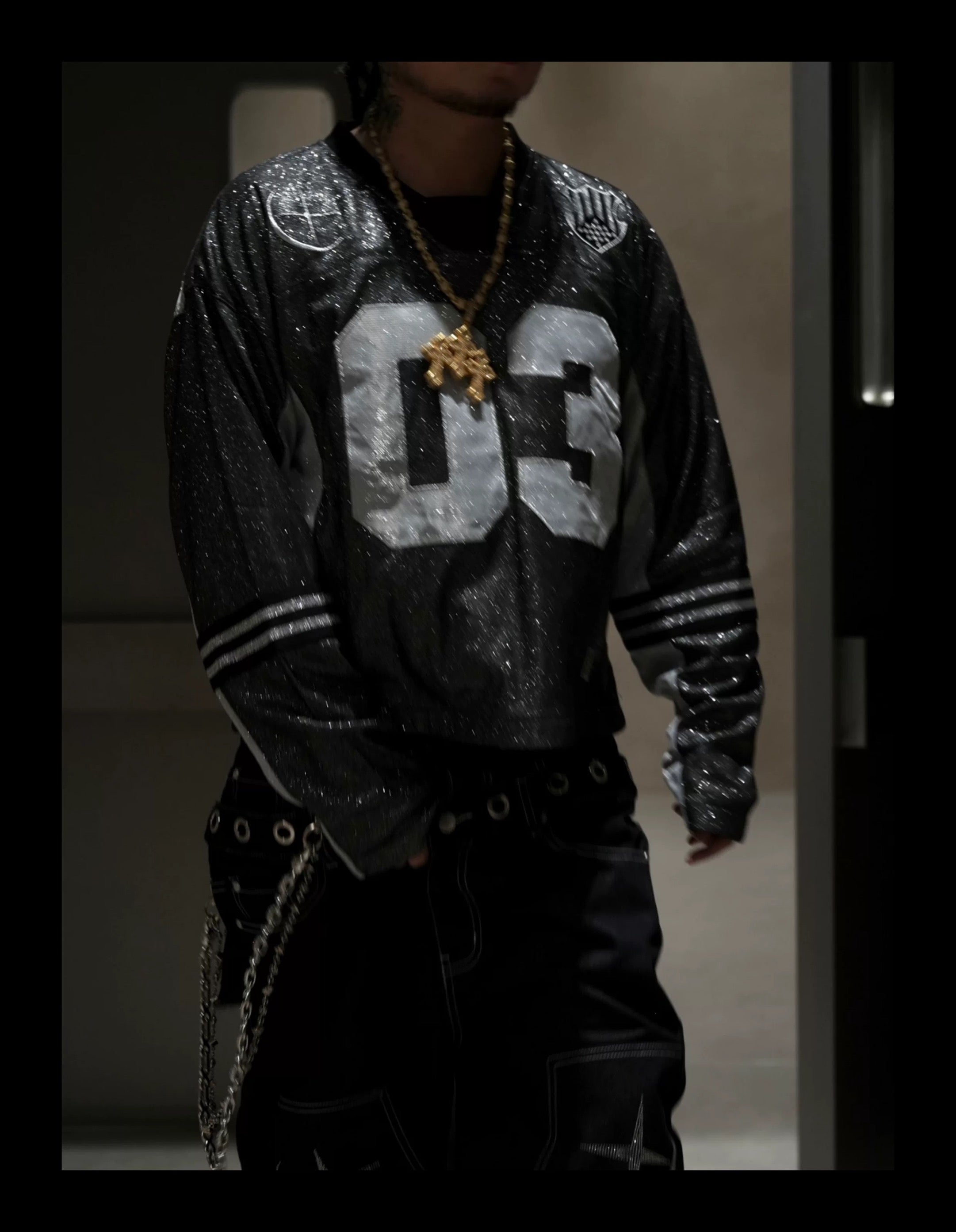 SICK IT RAIN 03 メタリック 長袖ストリートジャケット 灰色