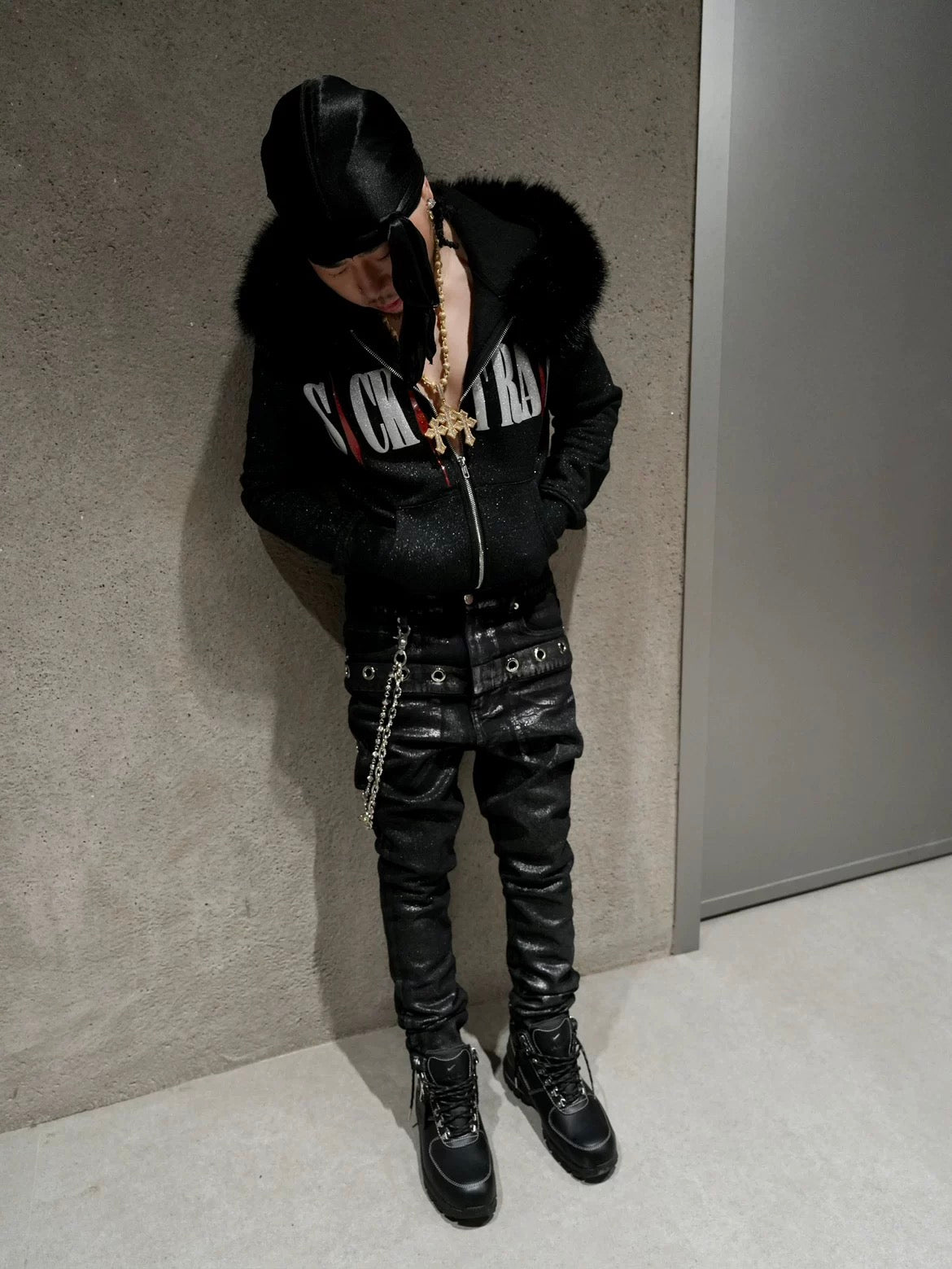 SICK IT RAIN 25AW 裏起毛 ジップパーカー （ファー襟取り外し可）