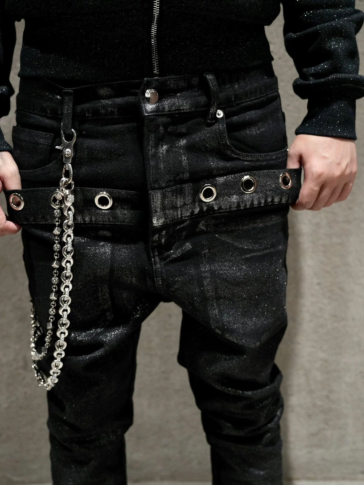 SICK IT RAIN ダブルウエスト スキニーデニム