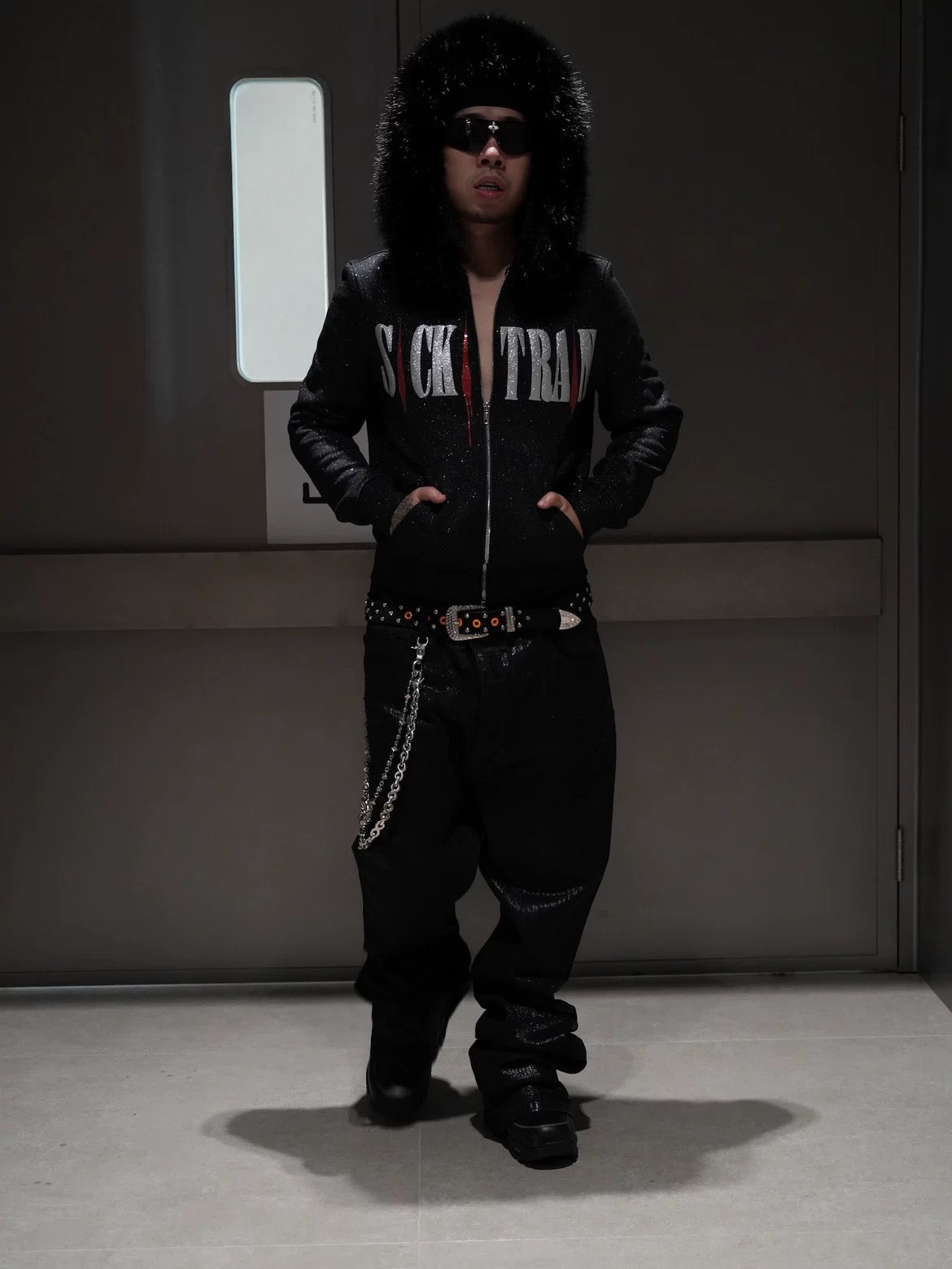 SICK IT RAIN 25AW 裏起毛 ジップパーカー （ファー襟取り外し可）