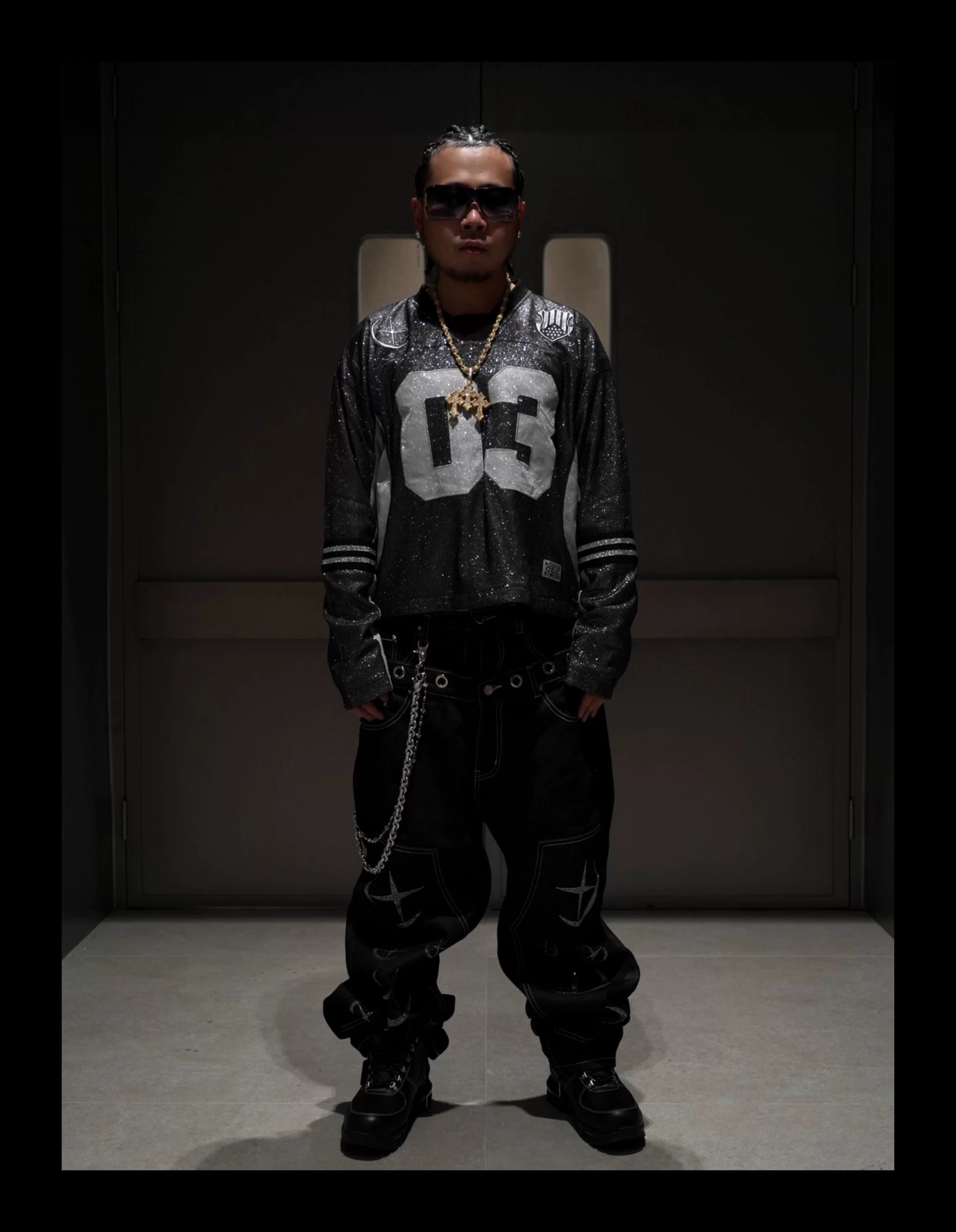 SICK IT RAIN 03 メタリック 長袖ストリートジャケット 灰色