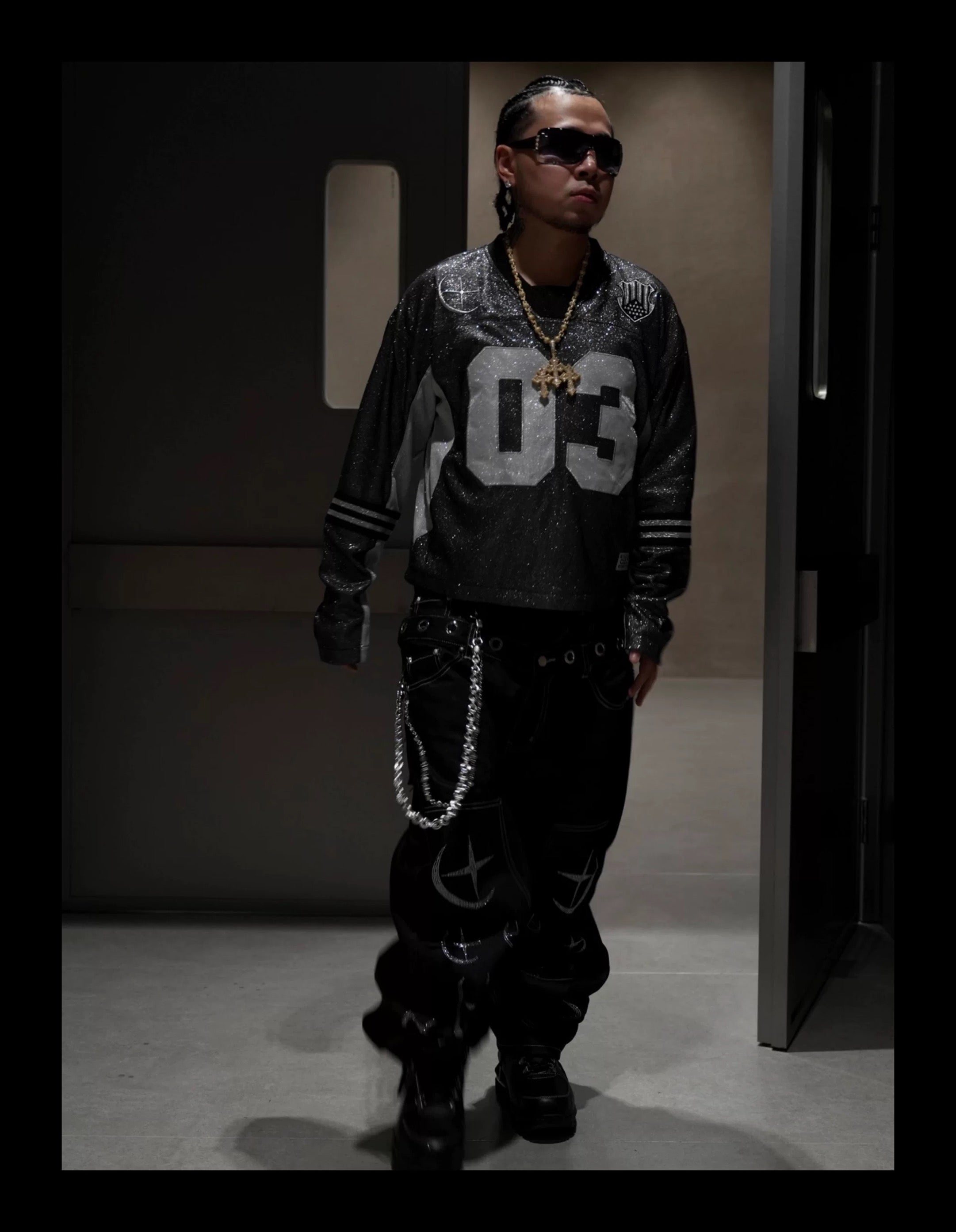 SICK IT RAIN 03 メタリック 長袖ストリートジャケット 灰色