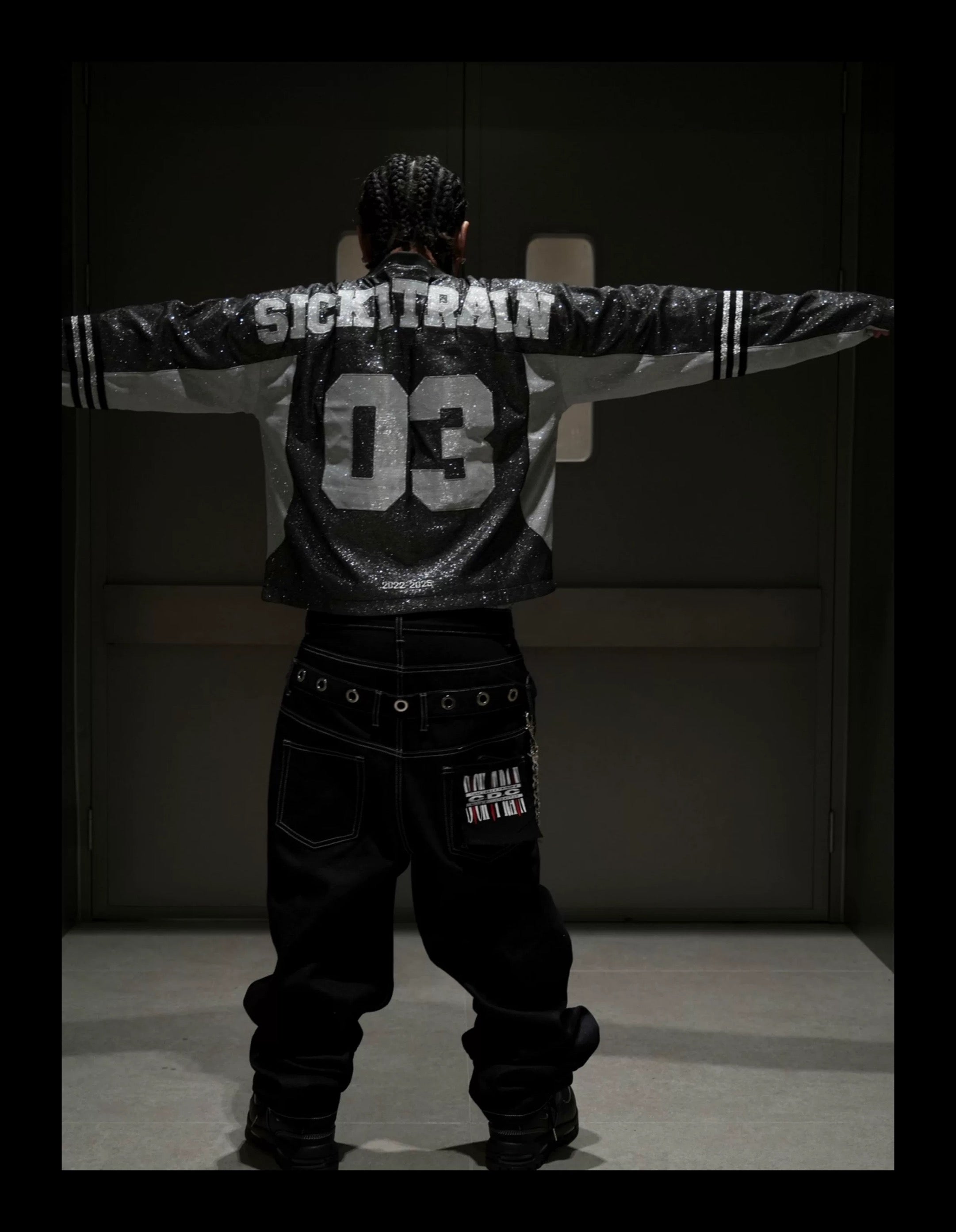 SICK IT RAIN 03 メタリック 長袖ストリートジャケット 灰色