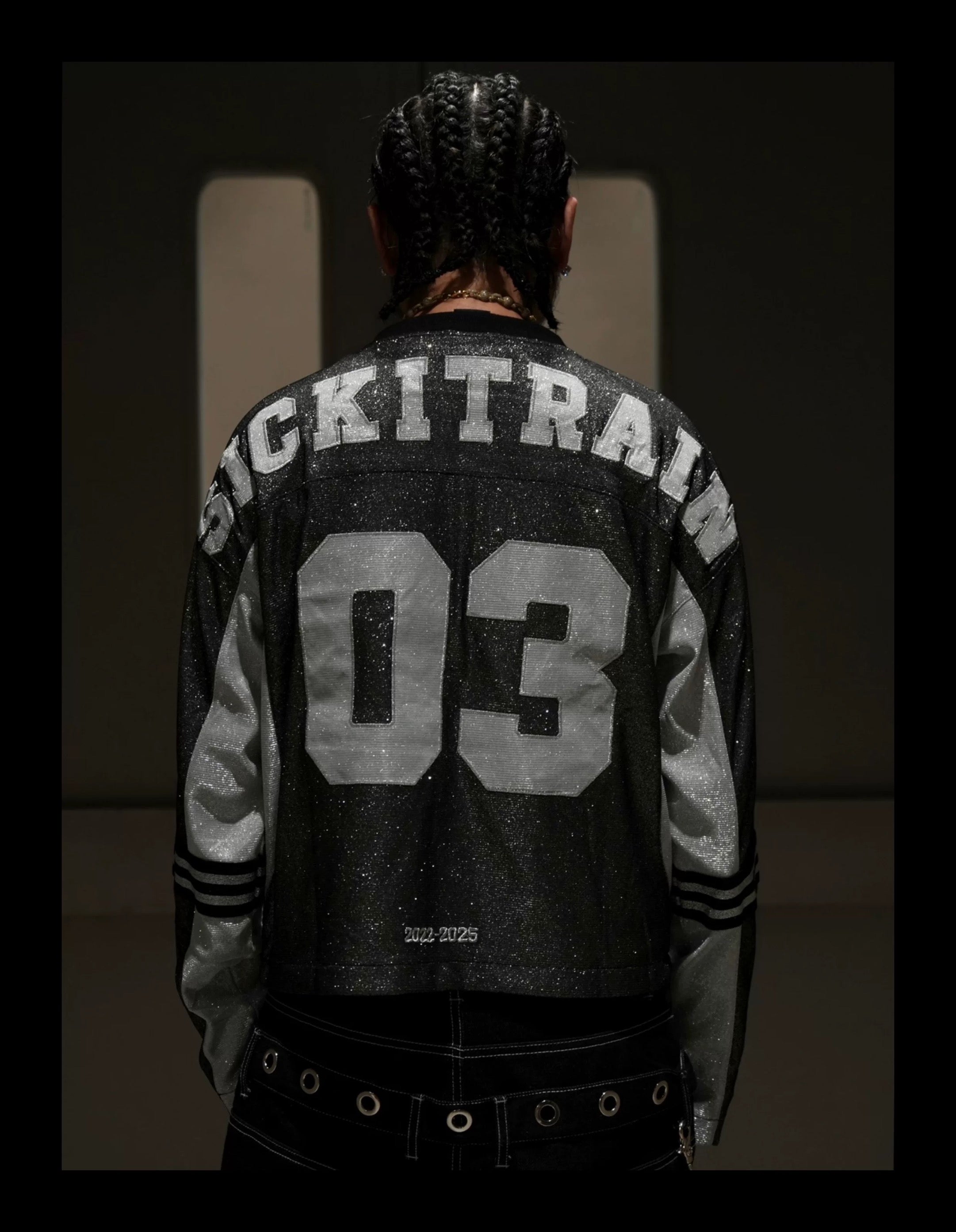 SICK IT RAIN 03 メタリック 長袖ストリートジャケット 灰色