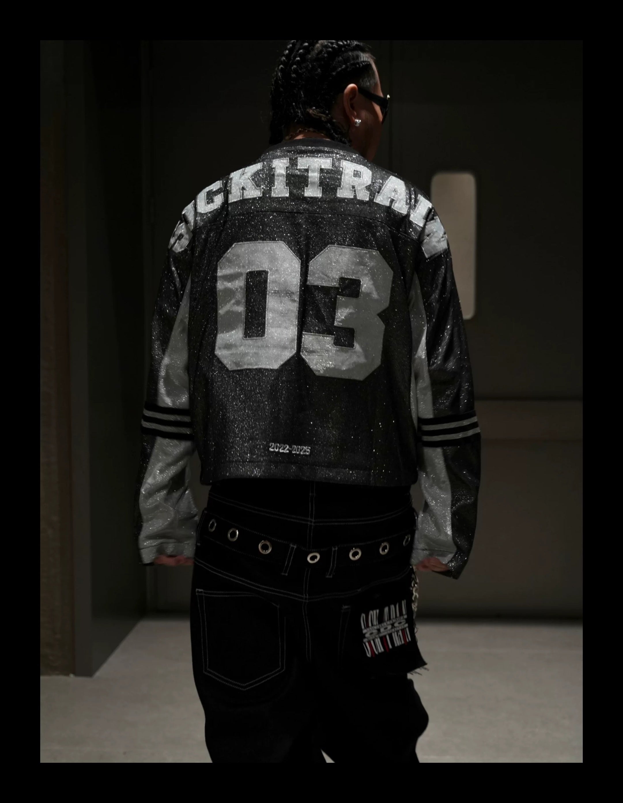 SICK IT RAIN 03 メタリック 長袖ストリートジャケット 灰色